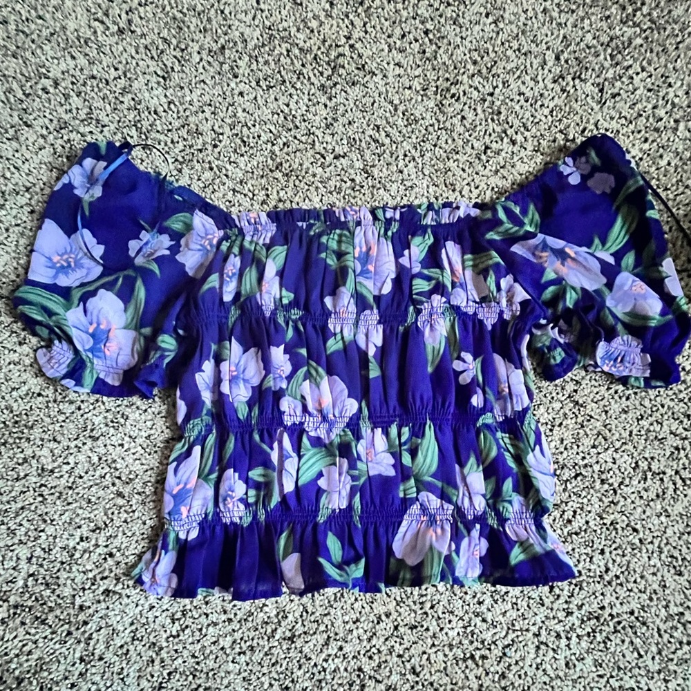 Adorable off shoulder purple top